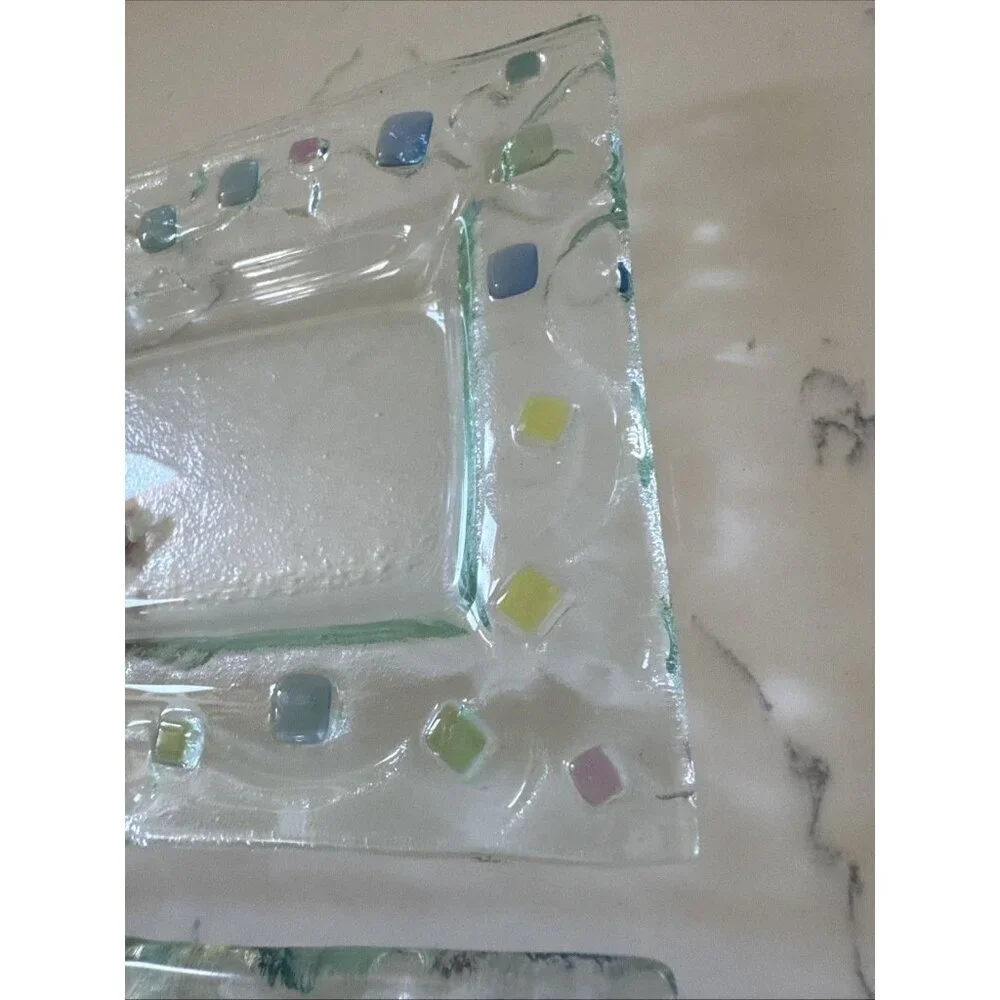 Vintage Clear Glass Rectangular Trinket Tray Soap Dish Includes (2) - Picture 6 of 14